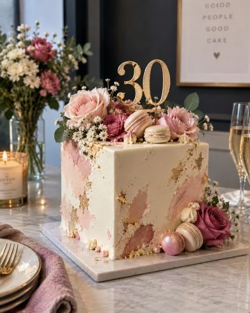 A hand lighting the candles on a berry topped celebration cake.