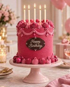 A hand lighting the candles on a berry topped celebration cake.