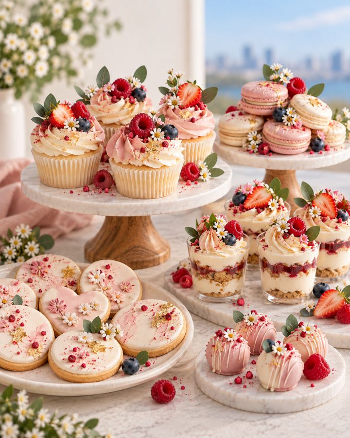 A cut slice of layered cake plated and ready to serve.