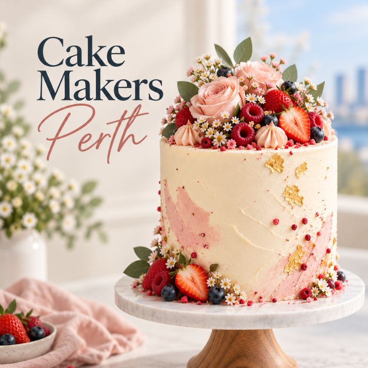 A small single tier cake finished with piped peach flowers.