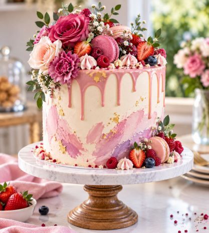 A sprinkle covered party cake with a slice cut and ready to serve.