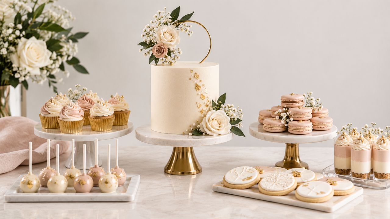 Macarons stacked in pale pink, green and yellow.