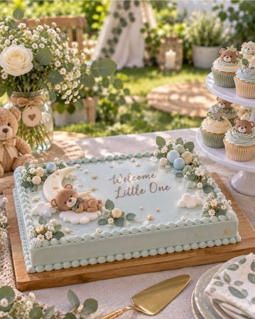 A small pale cake with piped daisies and a single candle.