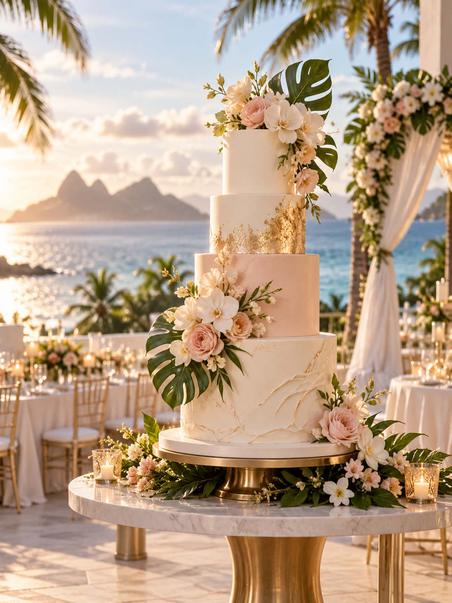Wedding Cakes Mandurah A white tiered wedding cake dressed with deep red roses.