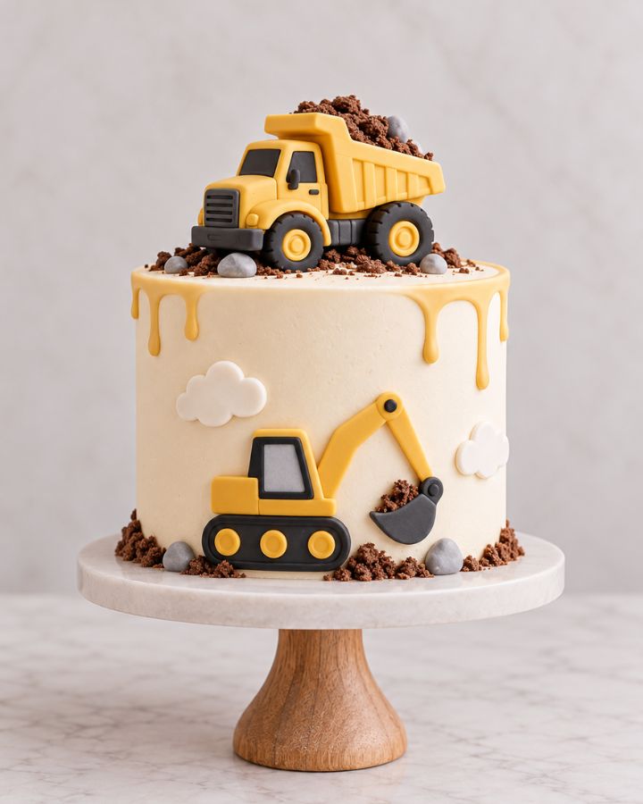 A sprinkle covered party cake with an ice cream cone topper and a slice cut.
